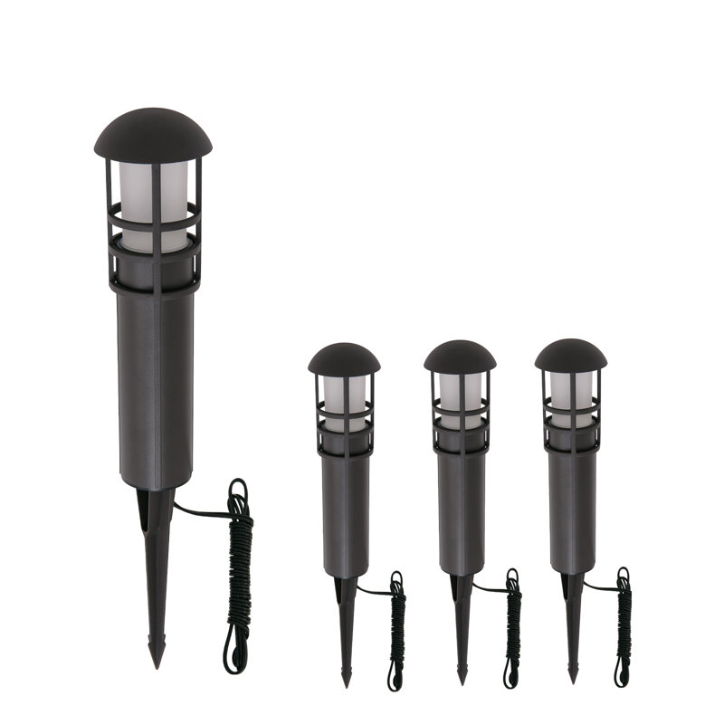 Bronze Aluminum LED Pathway Lights with Clear Glass Lens, 4-Pack