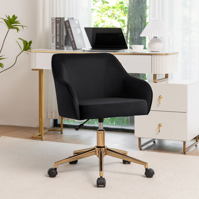 Jace Velvet Office Chair, Black