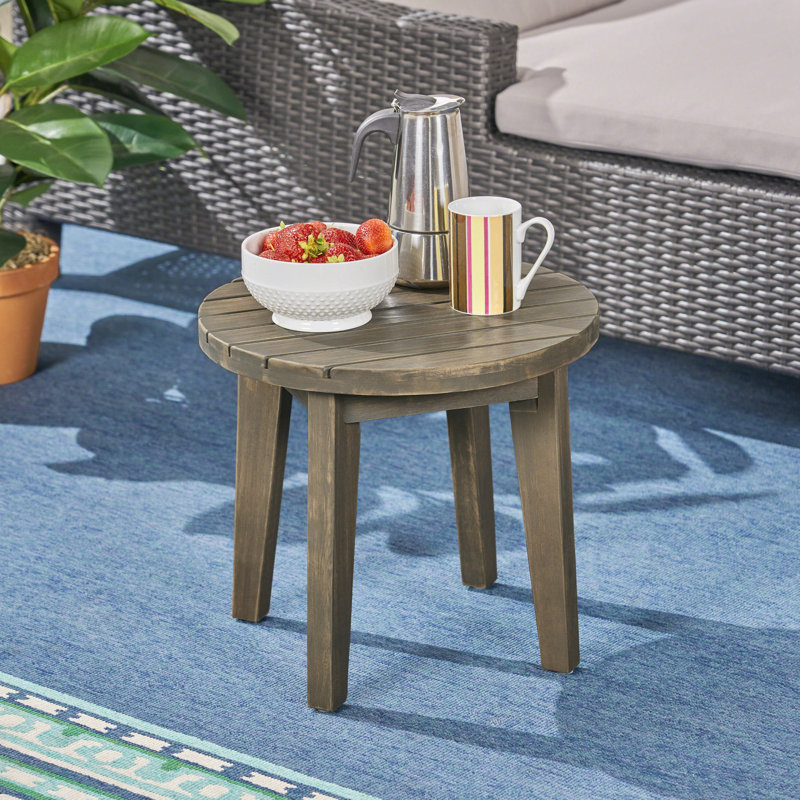 Table d'appoint rustique en bois de 16 po de style rustique pour une ambiance extérieure avec finition et panneau à lattes
