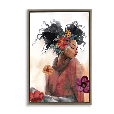 «Dreams Femelle Portrait», art mural sur toile flottante brune, design par Kim Allen