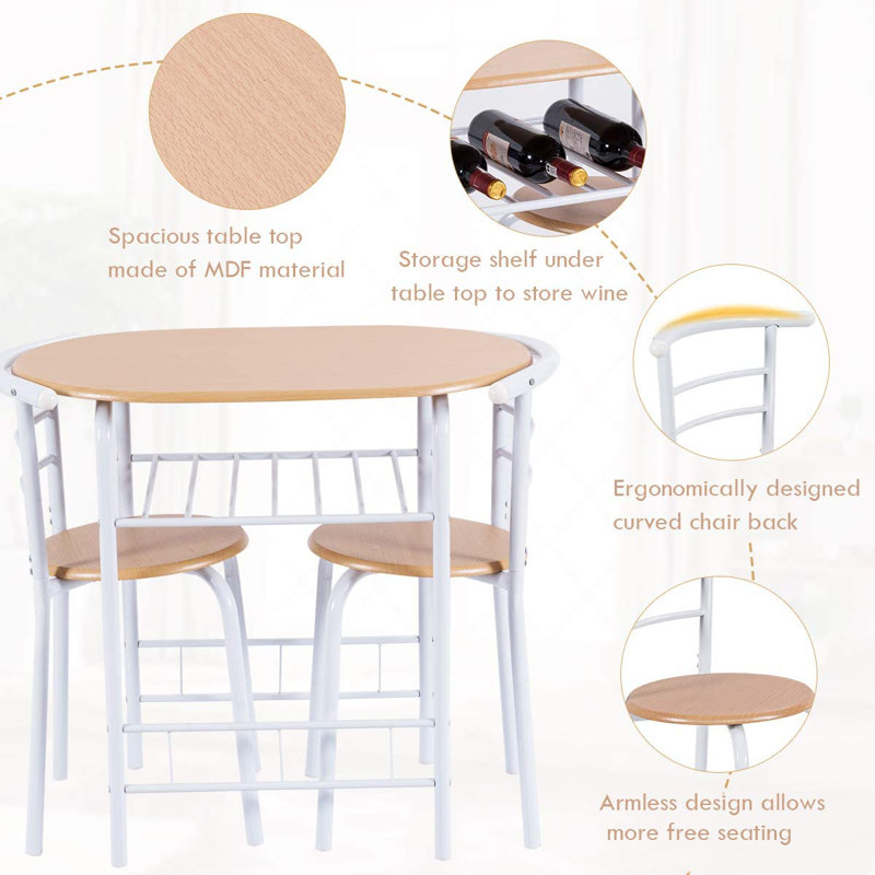 Volmer 3 - Piece Bistro Dining Set, White