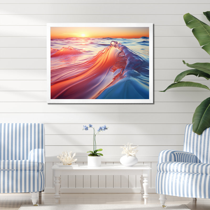«Raglan Coastal Abstract Waterscapes II», reproduction sur toile, Cadre simple blanc, H 24 po x l 32 po x P 1 po