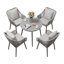 Ensemble repas pour 4 personnes en osier avec table ronde, coussins inclus