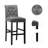 Full Back Bar Height Button Tufting Fabric Upholstered Bar Stools-642844954