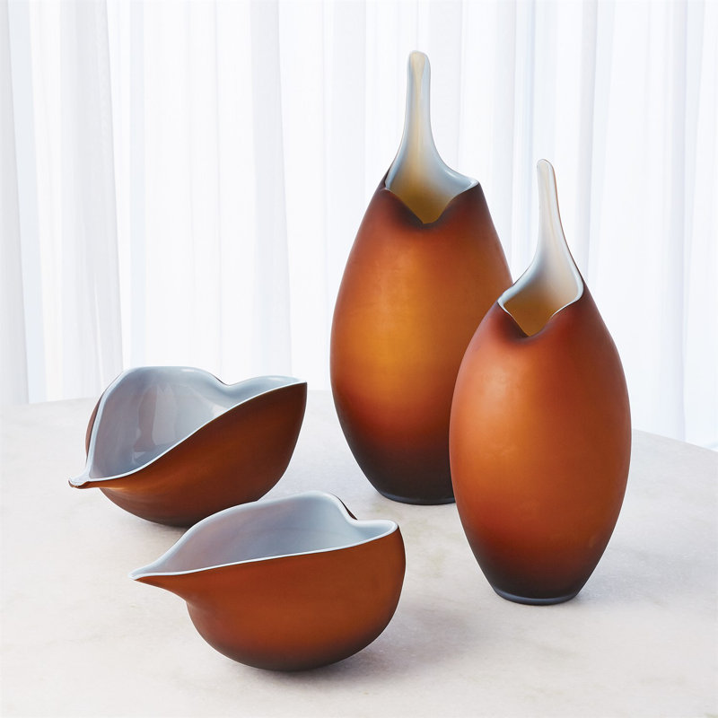 Frosted Bowl w/Casing, 5.5" H x 11" W x 7" D, Blue/Amber