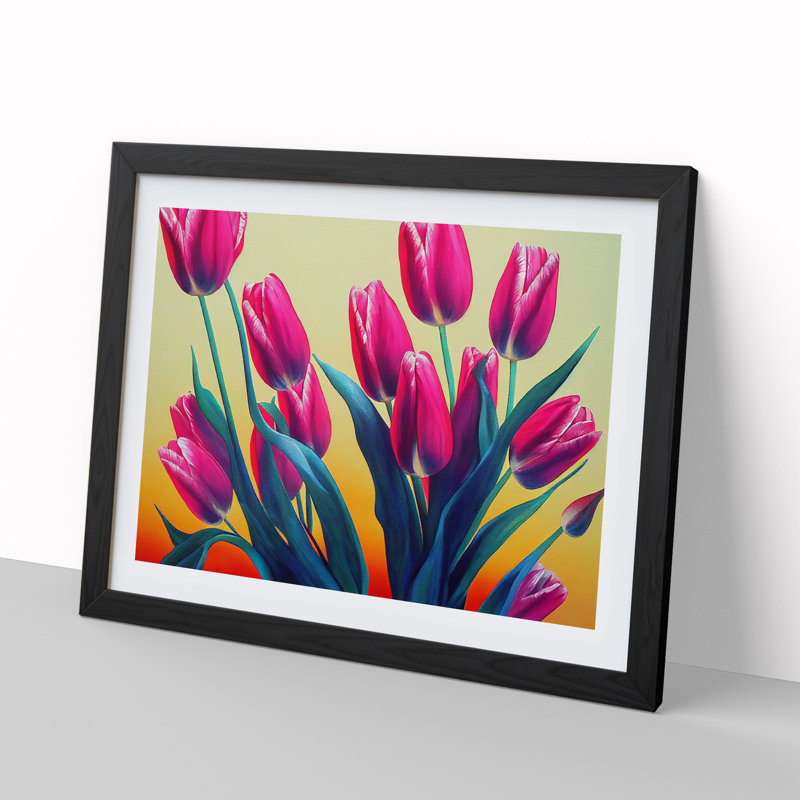 Evocative Tulip Flowers - Framed Print, Black, 25cm H x 34cm W x 2cm D