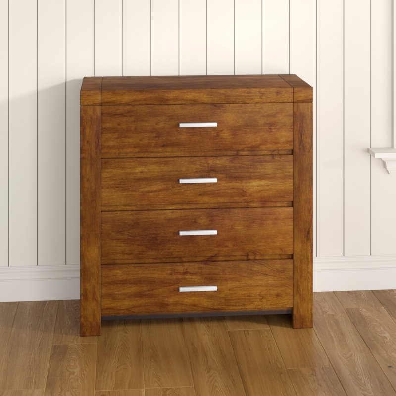Artzt Solid Wood 96cm W 4 - Drawer Chest of Drawers, Brown