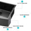 Évier de cuisine en acier inoxydable noir Gunmetal de 24 po - tablier de cuisine de calibre 16, trace et longue durée, guide de drain en X pour écoulement, coin arrondi R10, support inclus, grille de rinçage inférieure, installation