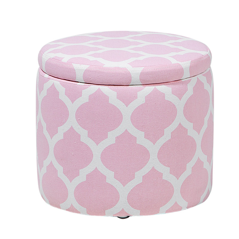 Street 35cm Wide Round Chevron Ottoman with Storage, Pink