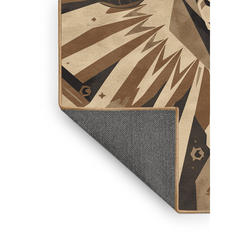 Tapis doux et moelleux Kline Bold & Eclectic Modern Starburst en brun - reliure brun clair, 7x10