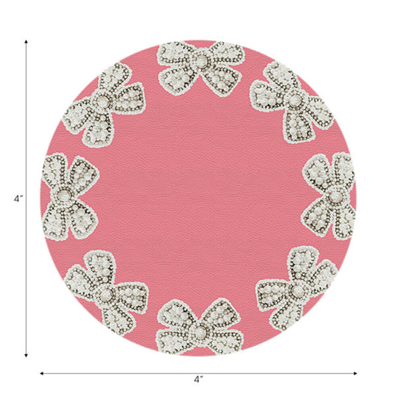 Sous-verres ronds en cuir rose, Rose
