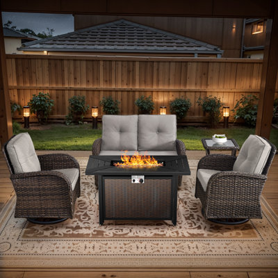 Aluel 5-Pieces Outdoor Fire Pit Table Combination Set by Winston Porter