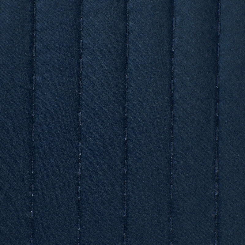 Satin Channel Silky Satin Design Solid Color Classic Modern Quilt Set, Queen Quilt + 2 Shams, Navy