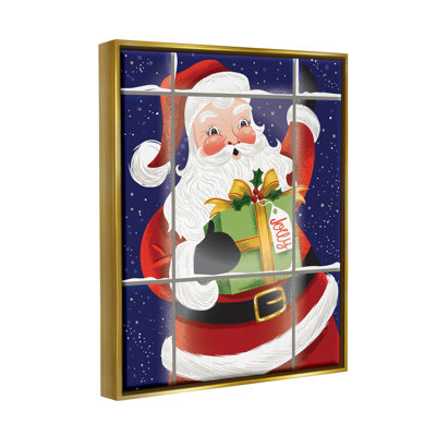 Fenêtre rétro «Jolly Santa» par Arrolynn Weiderhold, impression sur bois
