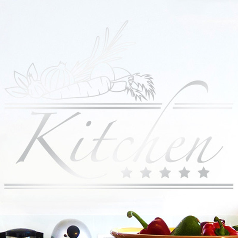 Food & Beverage Non-Wall Damaging Wall Decal, Shiny Silver, Medium