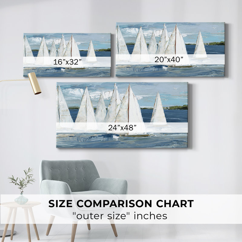 Voiles blanches - Toile tendue avec châssis - Prêt à accrocher, H 16 po x l 32 po