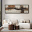 «Warm Earth-Tone Abstract Brushstroke Landscape Fusion - Large encadrée, reproduction d'art sur toile encadrée-1203403187-1203403189