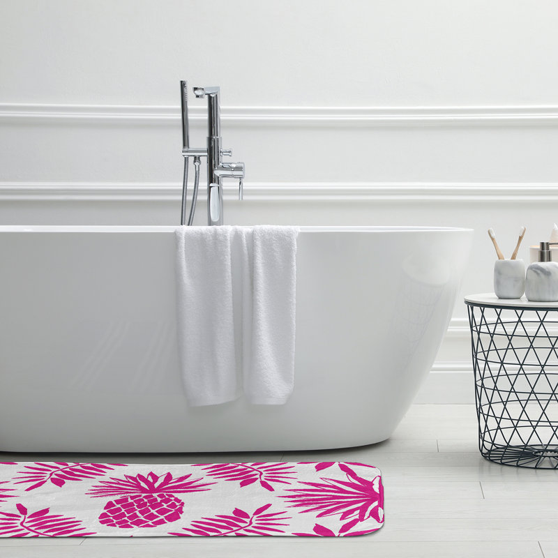 Tapis de bain Mango Pineapple Leaves, L 17 po x L 24 po, Rose