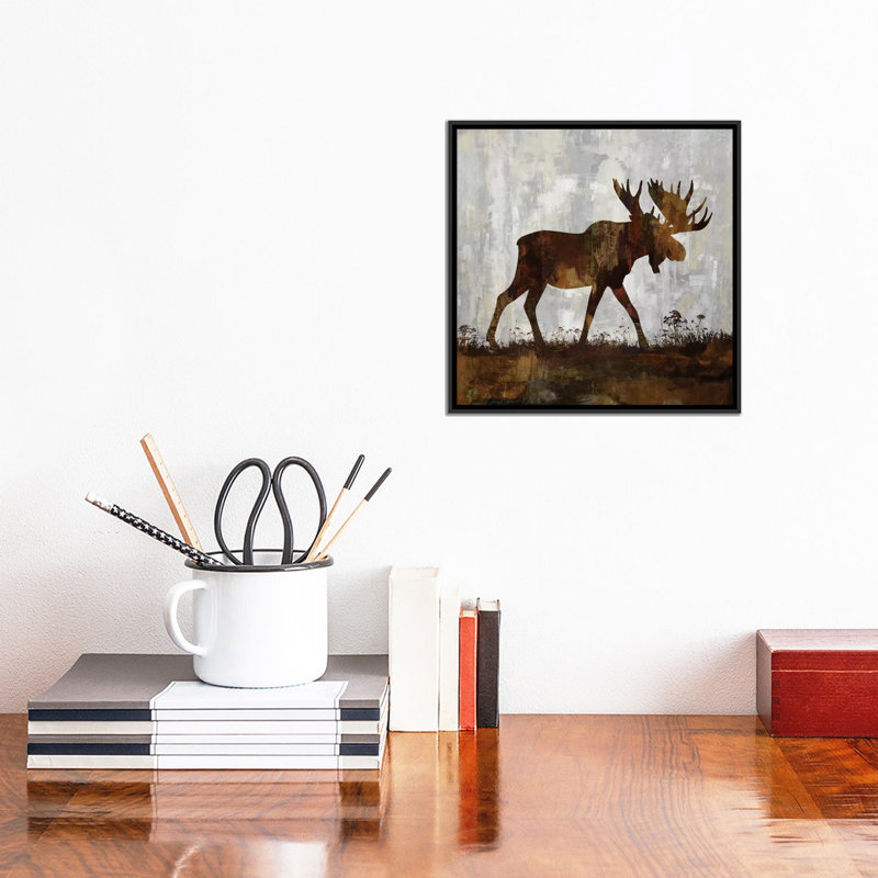 «Moose» par Carl Colburn, reproduction d'art sur toile, H 12 po x l 12 po x p 1,5 po, Toile avec cadre noir