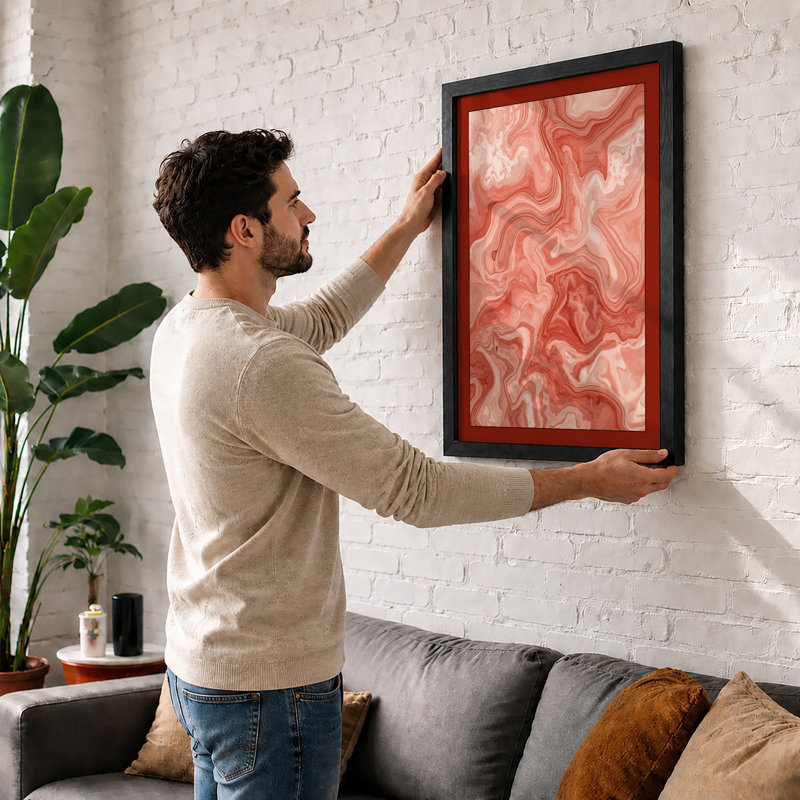 Flowing Coral Marble Abstract - Print, Oak, A4 - 29.7 x 21.0 cm