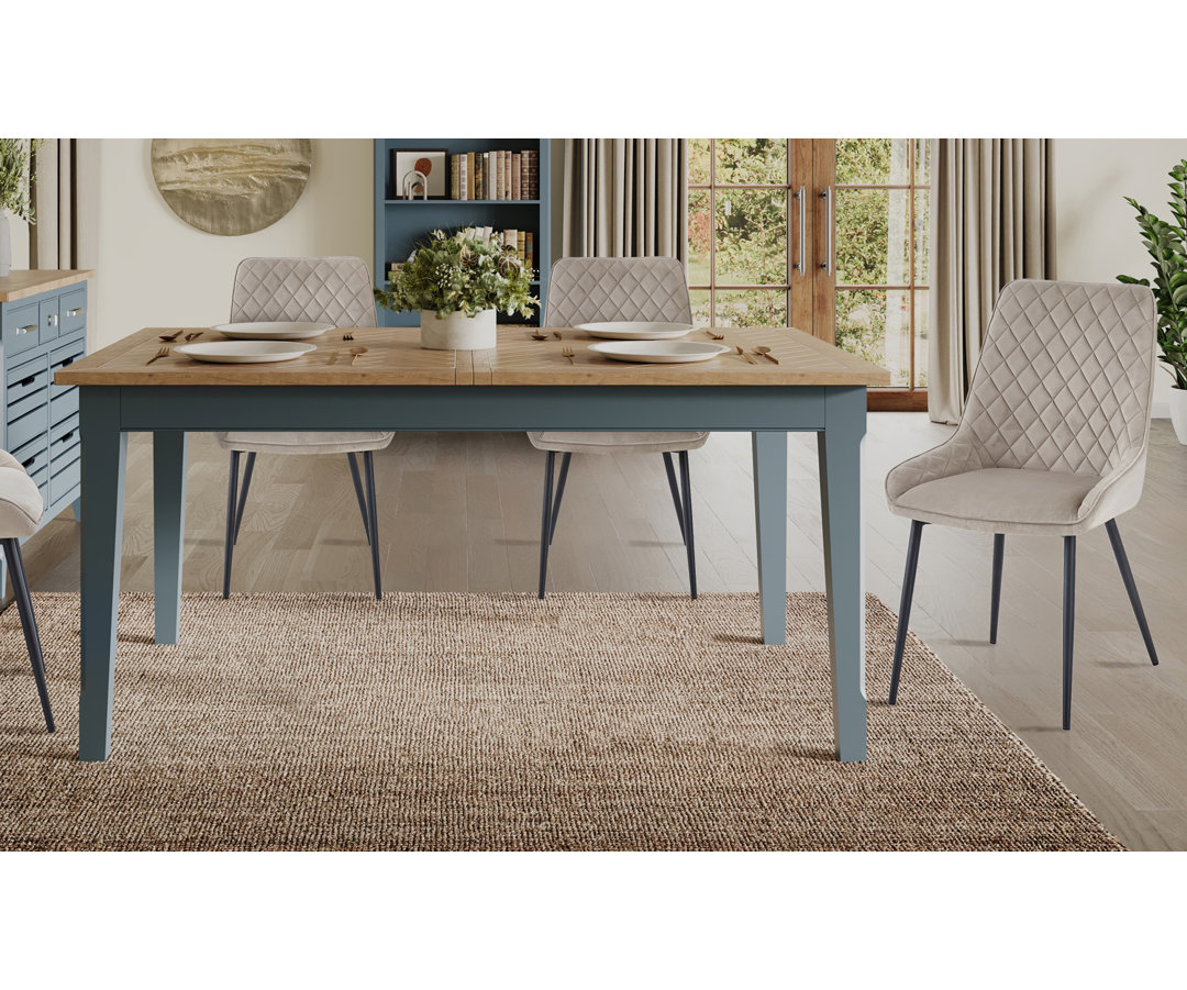 Baumhaus Signature 6 Seater Extending Dining Table - Blue and Oak - Extendable - Oak Top - 160-200cm - Image 3