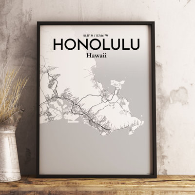 Honolulu City Map - No Frame Print