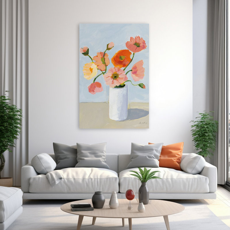 Coquelicots de style contemporain et champêtre, H 60 po x l 40 po
