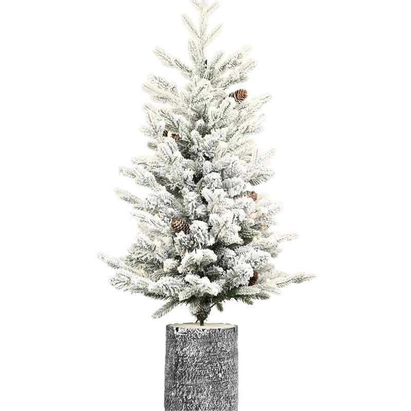 Arbre de Noël en forme de flocons de Noël avec 720 lumières à DEL blanc chaud, base de pot décorative et 19 pins, 4.5' H