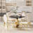 Round Pedestal Tempered Glass Dining Table-84332891-84334246