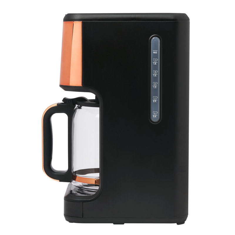 Cafetière numérique 14 tasses avec réglages HADEN, Noir / Cuivre