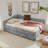 Full Size Curved Round Edge Padded Backrest Daybed, Vintage Nailhead Trim Chenille Daybed with Pull-out Trundle and USB Port-129742454