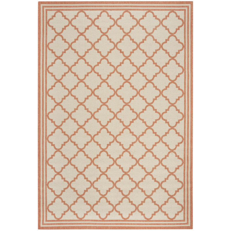 Tapis d'intérieur / extérieur à motif géométrique 100 pièces Ferrill Linden, Rectangle 4 pi x 6 pi