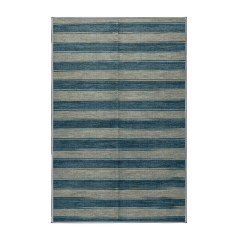 Tapis brun à rayures horizontales lavable à la machine, Rectangle 4 pi x 6 pi