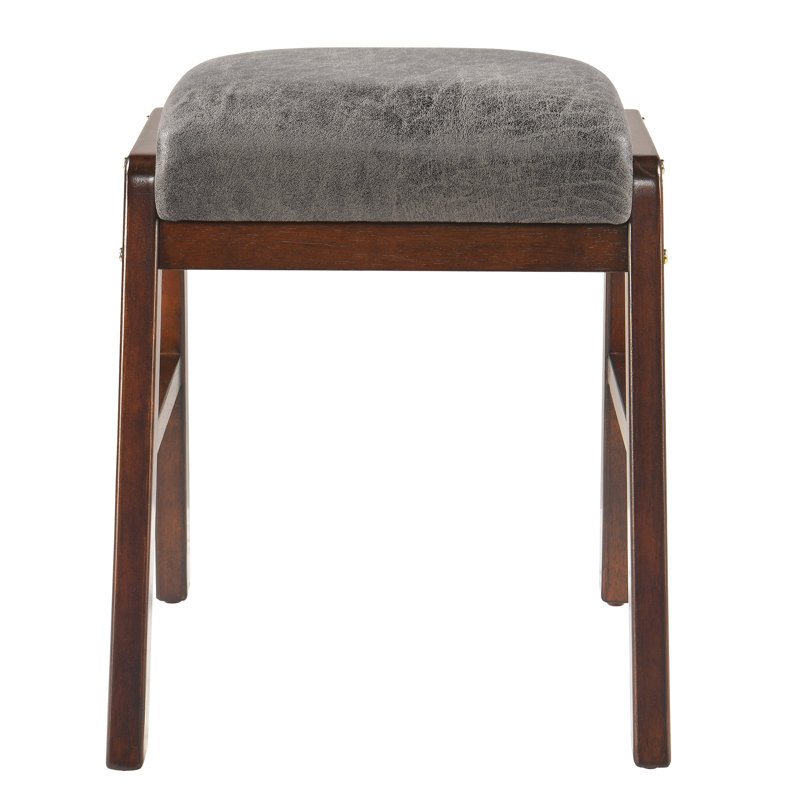 Tabouret moderne rembourré avec cadre en bois pour une utilisation polyvalente, Gris foncé, Polyuréthane