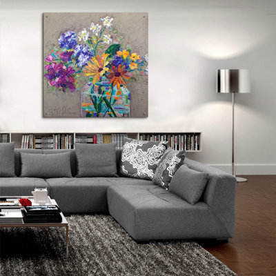 Epic Art 'Lizard Bouquet'  by St Hilaire Elizabeth Acrylic Glass Wall Art, 36" x 36"