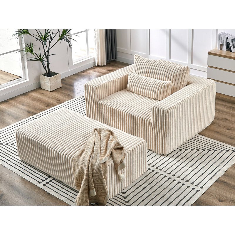 Flâneuse rembourrée, Velours côtelé beige