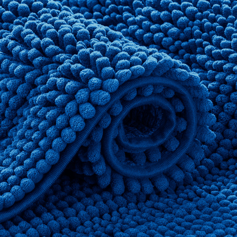 Aspire Homeware Ultra-Soft Chenille Bathroom Rug Mat with Non-Slip Backing, Navy, Reactangle (40cm W x 60cm L)