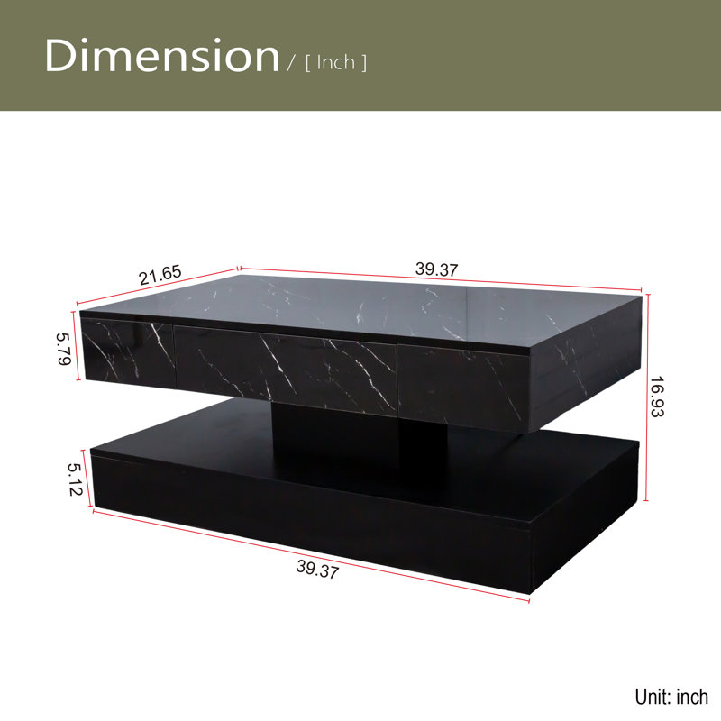Table basse à DEL, table basse moderne pour le salon, tables de salon, grands meubles de salon, Noir