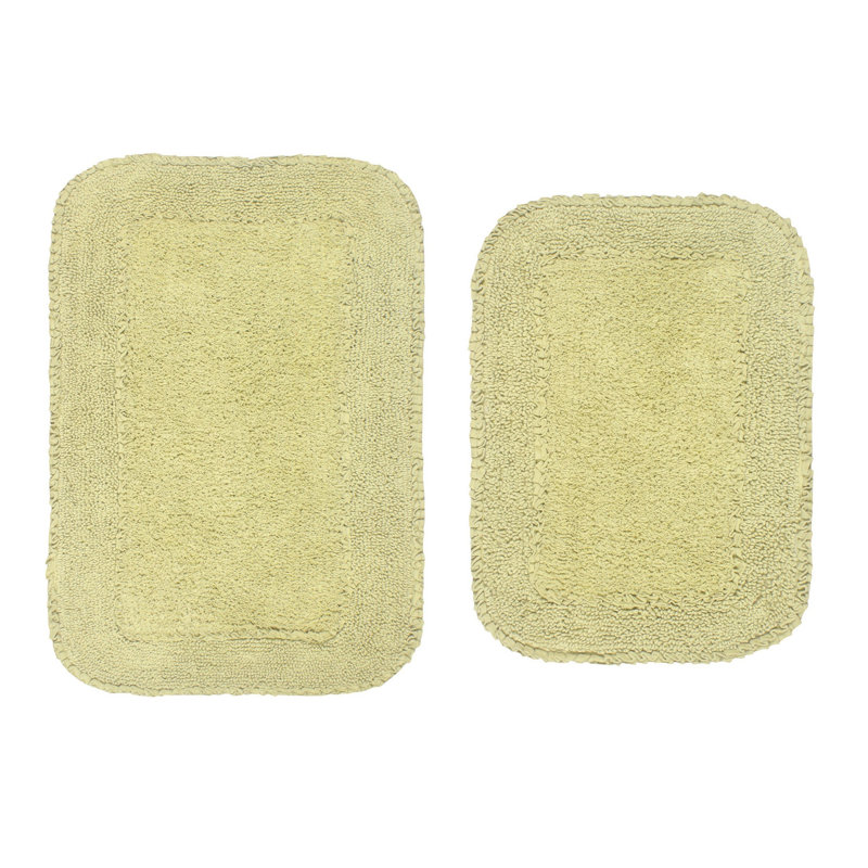 Ensemble de 2 tapis de bain en coton Aceyon, Vert