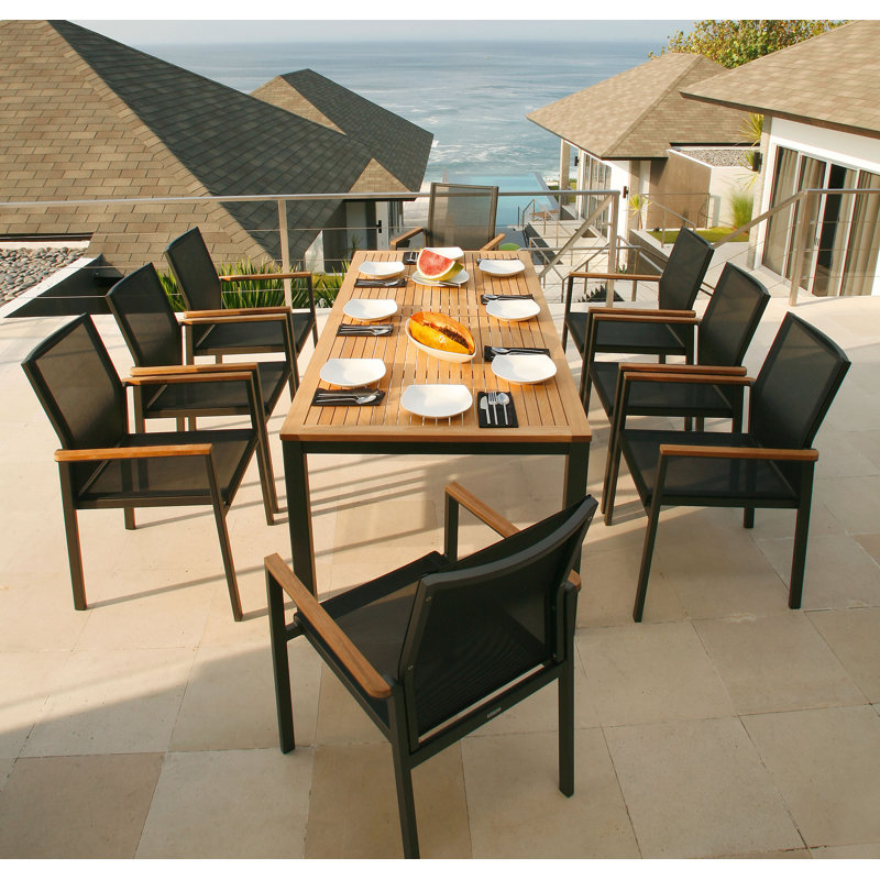 Aura Dining Table, Champagne, 30" H x 79" W x 35" D