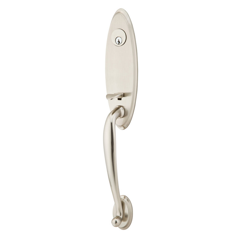 Emtek Marietta Monolithic Single Cylinder Tubular Entryset, Polished Chrome, Sion Lever, Right