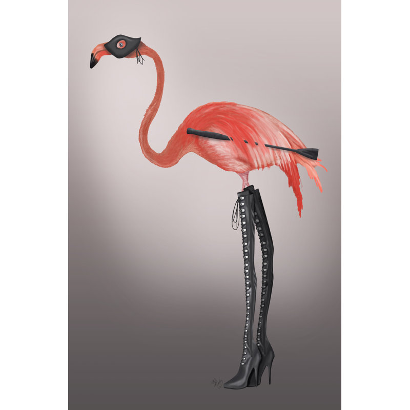 Flamant rose avec des bottes crépues, H 30 po x l 20 po x P 1 po
