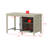 Oak-Finish Garage Work Bench With Mesh Cabinet Door And Adjustable Shelf