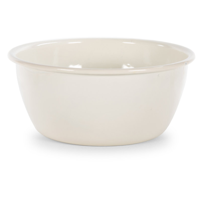 Rolled Black Rim Bowl Set/4, Cream