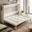 Side-Folding Murphy Bed with LED Under-Bed Lighting and USB Charging Station, Wood Wall Bed Frame with Built-In Workspace Desk, Space-Saving Fold-Away Cabinet Bed-129021904-129021902