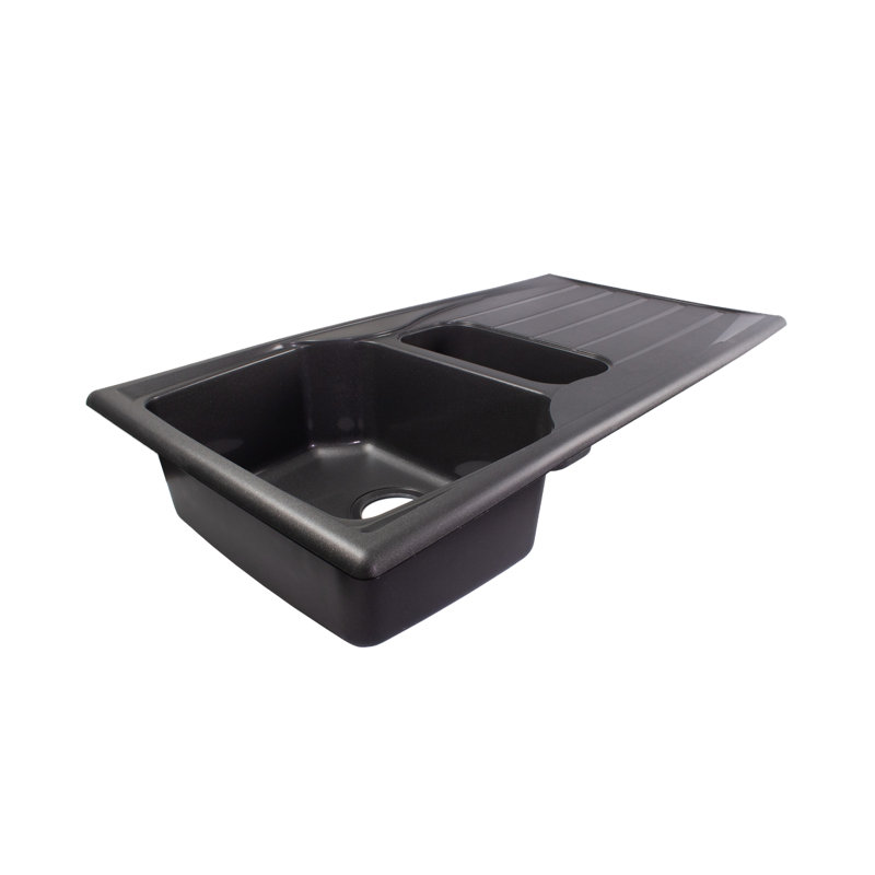 Belfry Kitchen Ostby 19.6mm W Fibreglass Drop-In Kitchen Sink with 1 Faucet Hole, Black