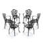 Chaise de patio en fonte d'aluminium 6 pièces avec cadre noir et coussins blanc cassé (même référence: W1710P166007)-325472169