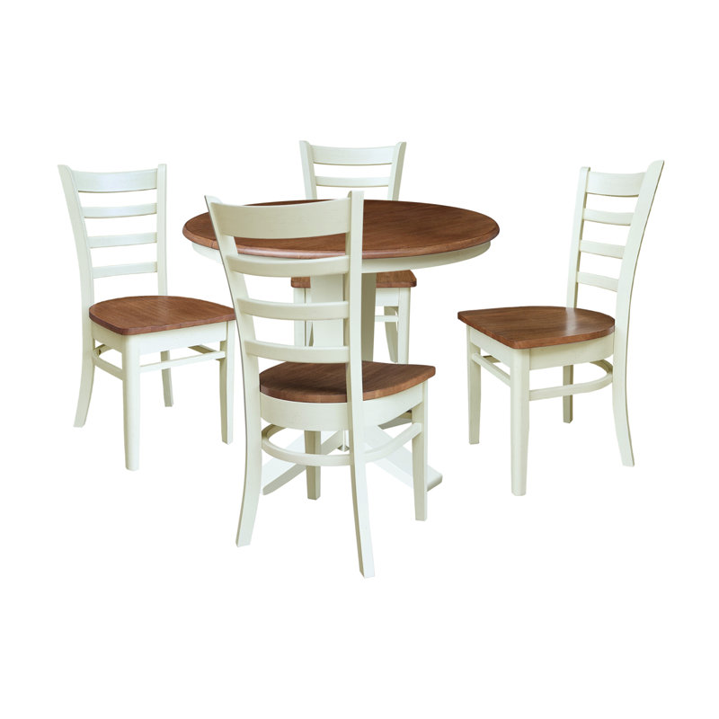 Ensemble de salle à manger extensible Pataconk, 5, Noyer blanc / écorce