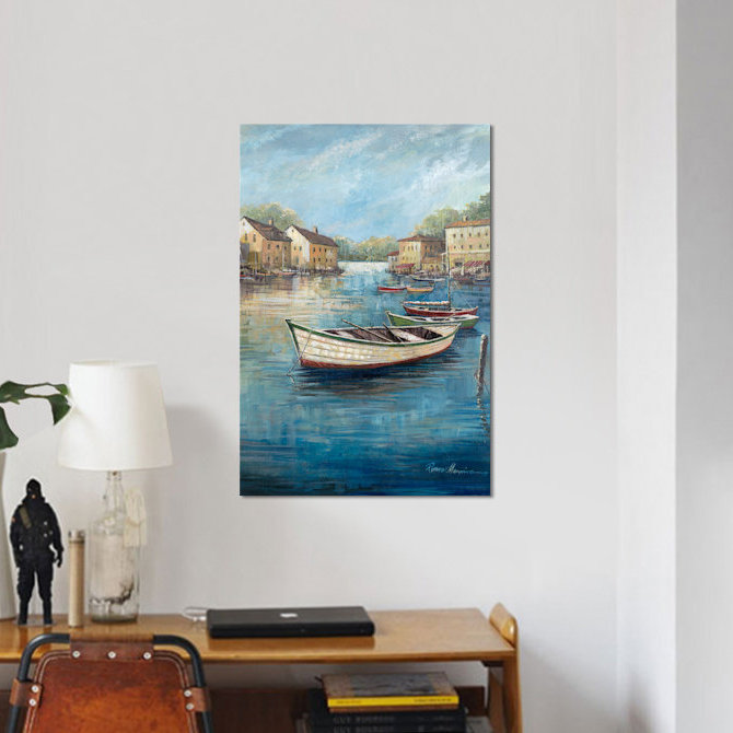 «Tranquil Harbor II» par Ruane Manning, reproduction sur toile, H 18 po x l 12 po x P 1,5 po, Toile tendue, Pas de tapis