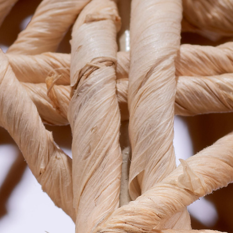 Natural Handwoven Corn Rope Table Lamp with Cream Linen Shade